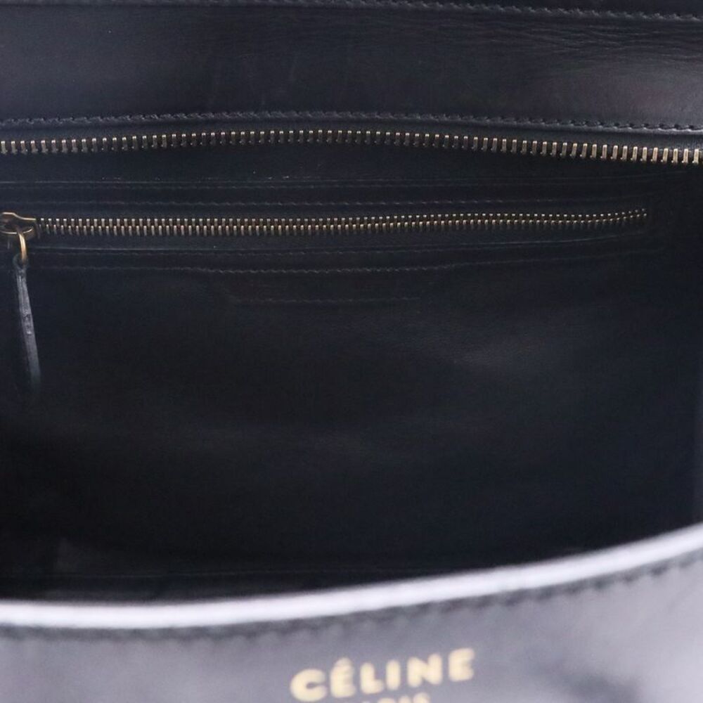 Celine Mini Luggage Tote Bag in White and Black Canvas and Leather - Picture 2 of 10